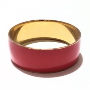 J. Crew Gold Tone Rose Pink Enameled Wide Bangle Bracelet